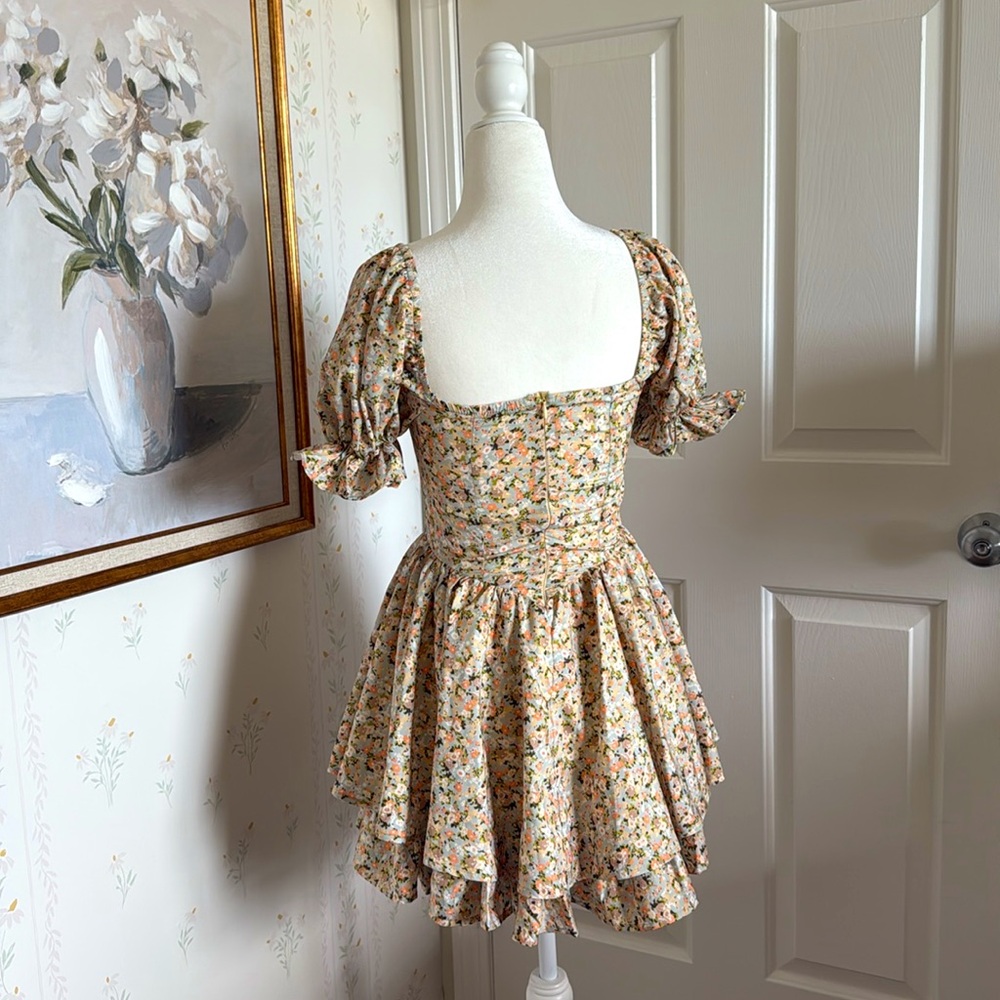 Thrifted/Vintage Floral Puff Sleeve Mini Dress - Picture 5 of 6